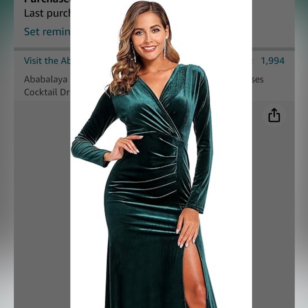 Long sleeve wrap velvet formal dress NWT